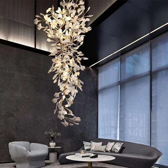 Gingko Porcelain Petal Staircase Modern Chandelier, Long Branch Chandelier