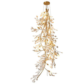 Gingko Porcelain Petal Staircase Modern Chandelier, Long Branch Chandelier