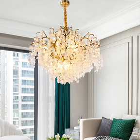 Hedda Brass branch Crystal chandelier, Upscale Pendant Lighting