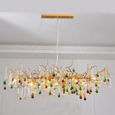 Lydia Colorful Crystal Linear Branch Chandelier For Living Room