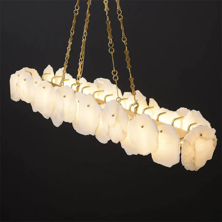 Judy Modern Linear Marble Chandelier with Chain, Interior Lamp