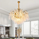 Hedda Brass branch Crystal chandelier, Upscale Pendant Lighting