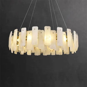 Tracy Alabaster Round Chandelier, Modern Marble Lamp