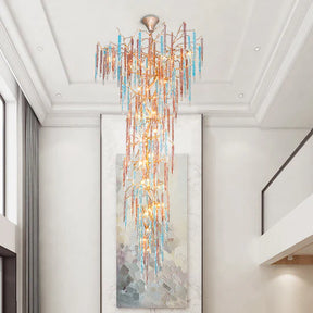 Wren Colorful Crystal Staircase Chandelier, Long Branch Chandelier