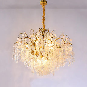 Hedda Brass branch Crystal chandelier, Upscale Pendant Lighting