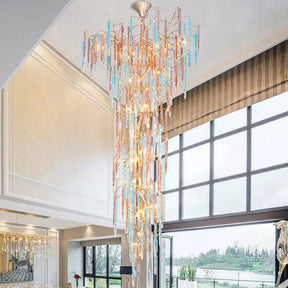 Wren Colorful Crystal Staircase Chandelier, Long Branch Chandelier