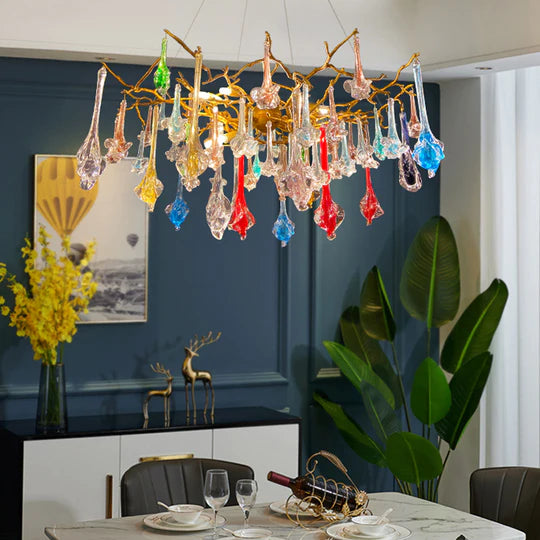 Scott Crystal Branch Colorful Chandelier, Upscale Chandelier Lighting