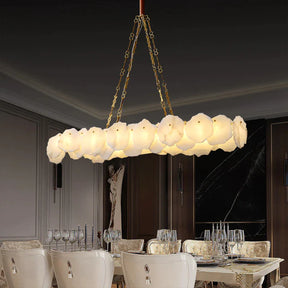 Judy Modern Linear Marble Chandelier with Chain, Interior Lamp