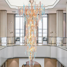 Wren Colorful Crystal Staircase Chandelier, Long Branch Chandelier