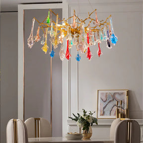 Scott Crystal Branch Colorful Chandelier, Upscale Chandelier Lighting