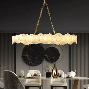 Judy Modern Linear Marble Chandelier with Chain, Interior Lamp