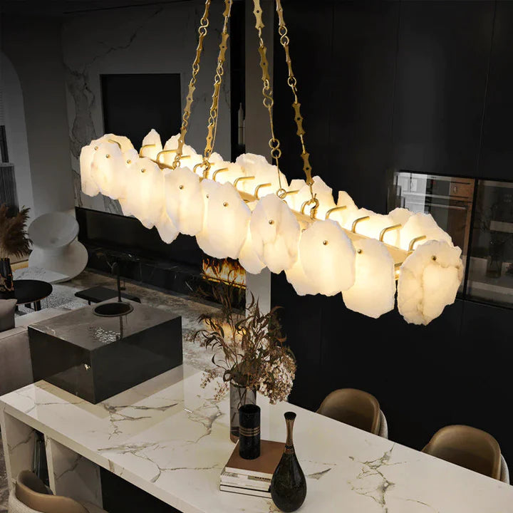 Judy Modern Linear Marble Chandelier with Chain, Interior Lamp